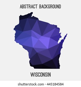 Wisconsin map in geometric polygonal,mosaic style.Abstract tessellation,modern design background. Vector illustration EPS8