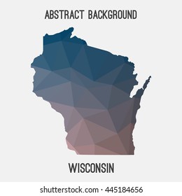 Wisconsin map in geometric polygonal,mosaic style.Abstract tessellation,modern design background. Vector illustration EPS8