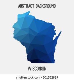 Wisconsin map in geometric polygonal,mosaic style.Abstract tessellation,modern design background,low poly. Vector illustration.