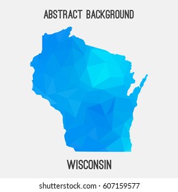 Wisconsin map in geometric polygonal,mosaic style.Abstract tessellation,modern design background,low poly. Vector illustration.