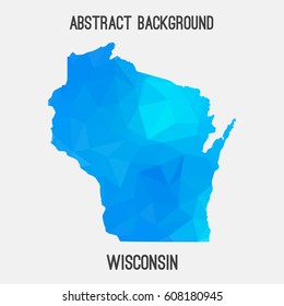 Wisconsin map in geometric polygonal,mosaic style.Abstract tessellation,modern design background,low poly. Vector illustration.