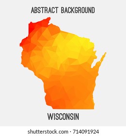 Wisconsin map in geometric polygonal,mosaic style.Abstract tessellation,modern design background,low poly. Vector illustration.