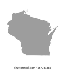 Wisconsin map in gray on a white background