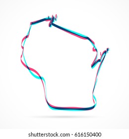 Wisconsin Map hand drawn with blue and pink highlighters, isolated on a blank background.
Vector illustration, easy to edit, manipulate, resize or colorize.
