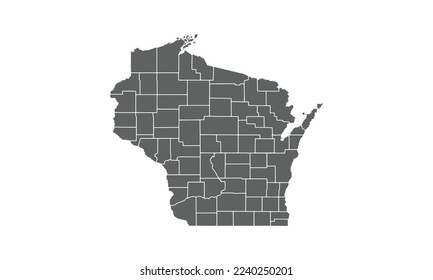 Wisconsin-Karte einzeln auf weißem Hintergrund.für jährliche Infografik-Bericht Website-Layout