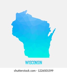 Wisconsin map low poly geometric polygonal,mosaic style,abstract tessellation,modern design background. Geometric cover, mockup. Vector illustration EPS10.