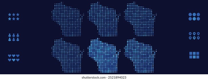 Wisconsin Map made from different icons