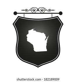 Wisconsin map on heraldic sign