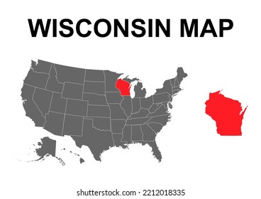 Wisconsin map shape, united states of america. Flat concept icon symbol vector illustration .
