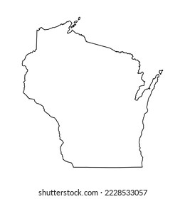 Wisconsin map shape, united states of america. Flat concept icon symbol vector illustration .