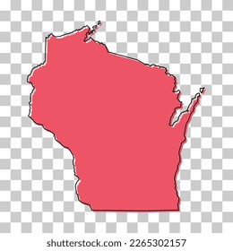 Wisconsin map shape, united states of america. Flat concept icon symbol vector illustration .