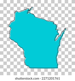 Wisconsin map shape, united states of america. Flat concept icon symbol vector illustration .