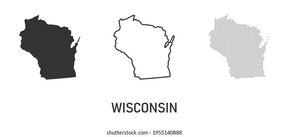 Wisconsin map. Map of the United States of America made of dots, line and whole. Vector illustration.