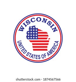 Vector de mapa de Wisconsin, logotipo de país