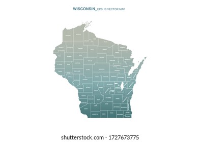 wisconsin map. wisconsin vector map of U.S. states. 