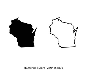 Wisconsin maps vector isolated on a transparent background