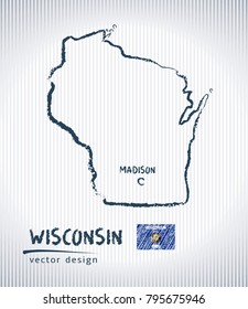 Wisconsin national vector drawing map on white background