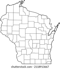 Wisconsin - outline map with counties