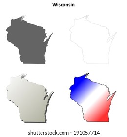 Wisconsin outline map set - vector version