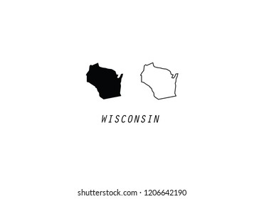 Wisconsin outline map state shape USA America borders
