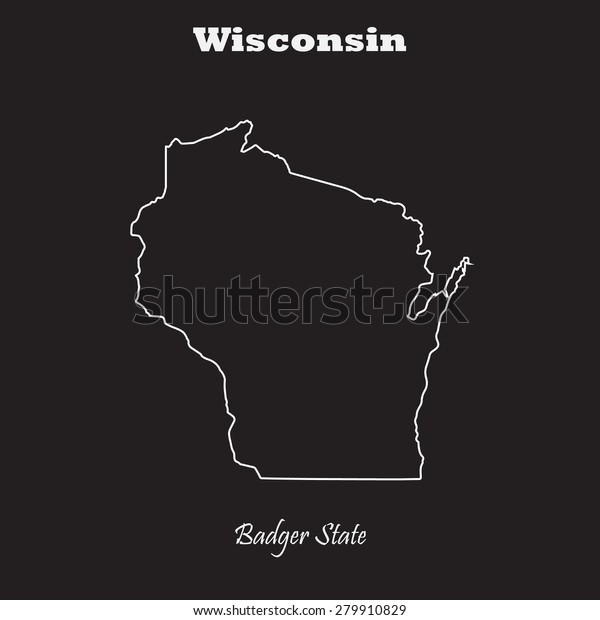 Wisconsin Outline Map Stroke Name State Stock Vector (royalty Free 