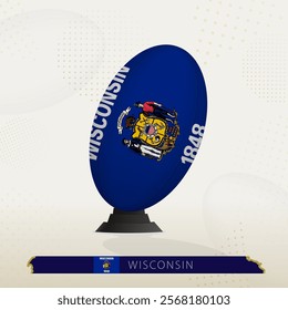 Wisconsin Rugby Ball on Rugby Kicking Tees with Modern Design. Illustration perfect for sports, national pride, and rugby-related projects.