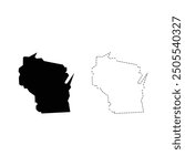 Wisconsin silhouettes maps vector transparent background