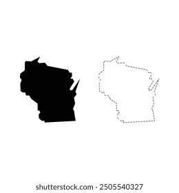 Siluetas de Wisconsin mapas de Vector fondo transparente