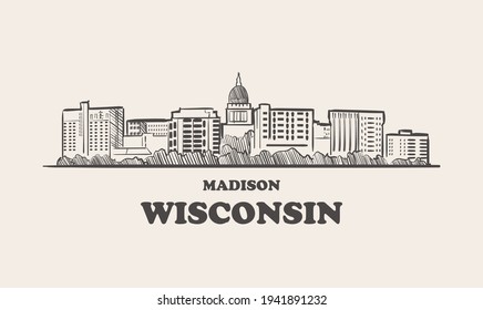 Wisconsin skyline, madison drawn sketch