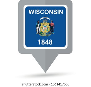 Wisconsin state flag map icon. Vector illustration.