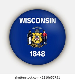Wisconsin state flag. Vector illustration.