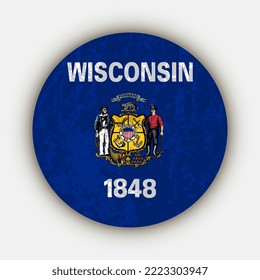 Wisconsin state flag. Vector illustration.