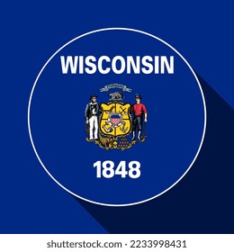 Wisconsin state flag. Vector illustration.