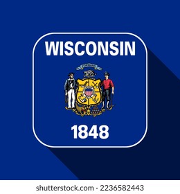 Wisconsin state flag. Vector illustration.