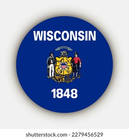 Wisconsin state flag. Vector illustration.