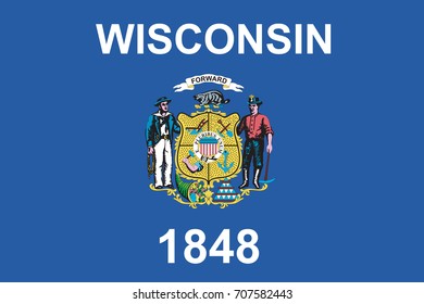 Wisconsin State Flag. Vector illustration.