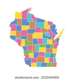 wisconsin estado mapa área plano design gráfico ilustração isolado fundo branco
