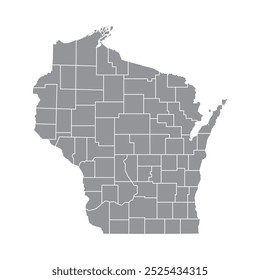 wisconsin state map area grey graphic design illustration isolated white background