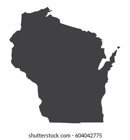 Wisconsin State Map In Black On A White Background. Vector Illustration