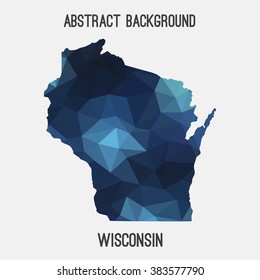 Wisconsin state map in geometric polygonal style.Abstract tessellation,modern design background. Vector illustration EPS8