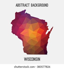 Wisconsin state map in geometric polygonal style.Abstract tessellation,modern design background. Vector illustration EPS8