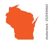 wisconsin state map orange graphic design illustration isolated white background