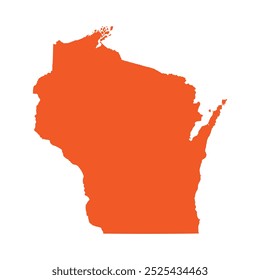 wisconsin, Landkarte orangefarbene Grafik, Entwurfsgrafik, einzeln auf weißem Hintergrund