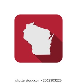 Wisconsin state map square with long shadow