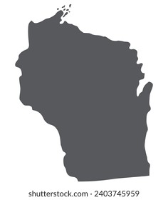 Wisconsin state map. Map of the U.S. state of Wisconsin.