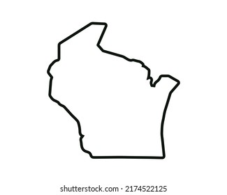 Wisconsin State Map. US State Map. Wisconsin Outline Symbol. Vector Illustration