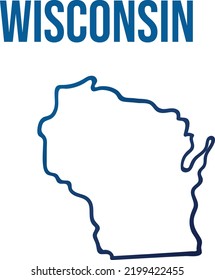 Wisconsin State Outline Blue Gradient Map