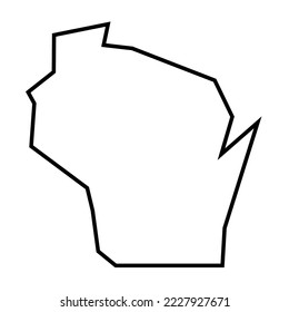 Wisconsin state of United States of America, USA. Simplified thick black outline map. Simple flat vector illustration