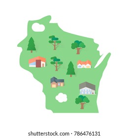 Wisconsin state USA flat map