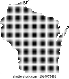 Wisconsin state of USA map dots vector outline illustration background. Dotted map of Wisconsin state of United States of America. Creative pixel art map with highly detailed border 